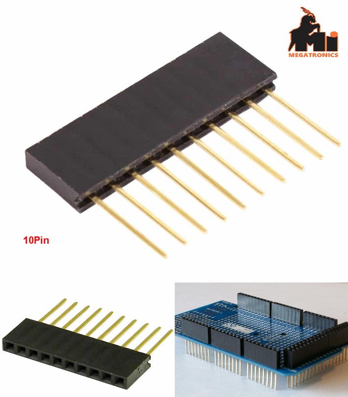 10 pin long female Header row Stackable Connector 2.54mm 15mm straight long