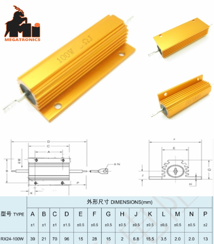 10R 10 ohm 100W Watt load Resistor Aluminum Wirewound Golden resistor