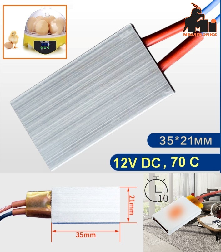 Ceramic 12V PTC 70c Heating Element heater Thermostat Insulated Thermistor  Air 
