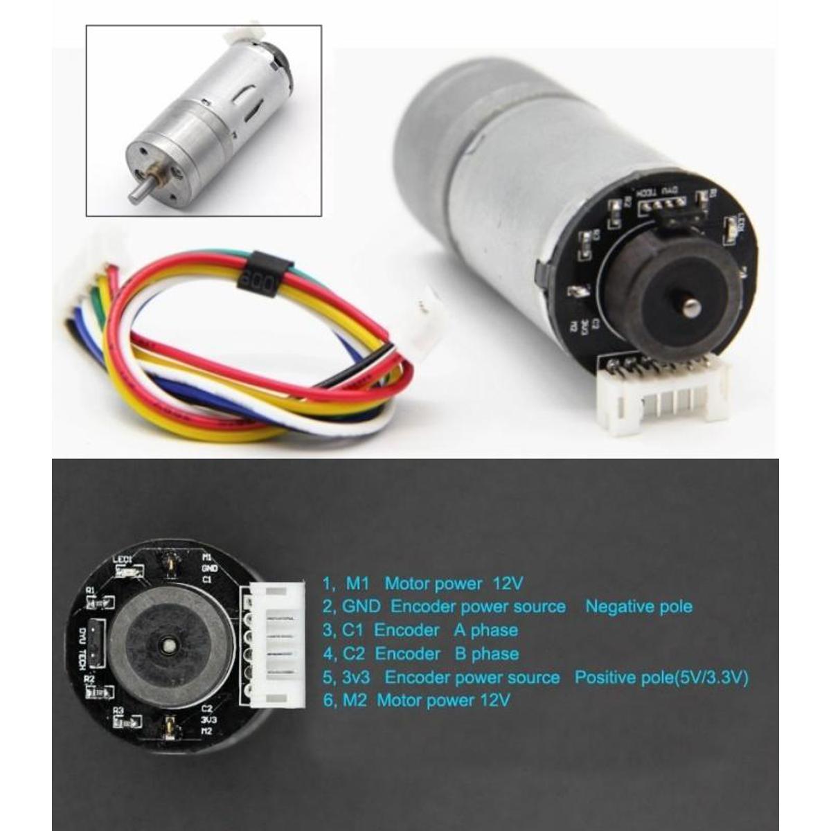 25GA370 DC gear motor with encoder 12V 280RPM high