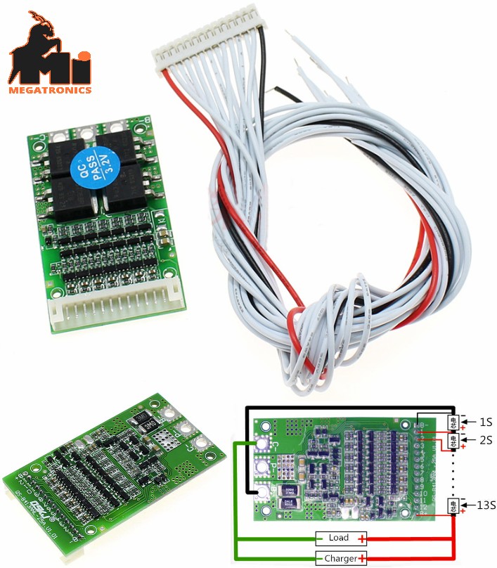 QS-B413ANL-25A BMS battery protection board 6-13S 24V 36V 48V 25A Polymer Lithiu