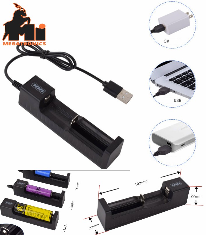 18650 Universal 1 slot Battery USB Charger adapter Rechargeable Batteries Li-ion