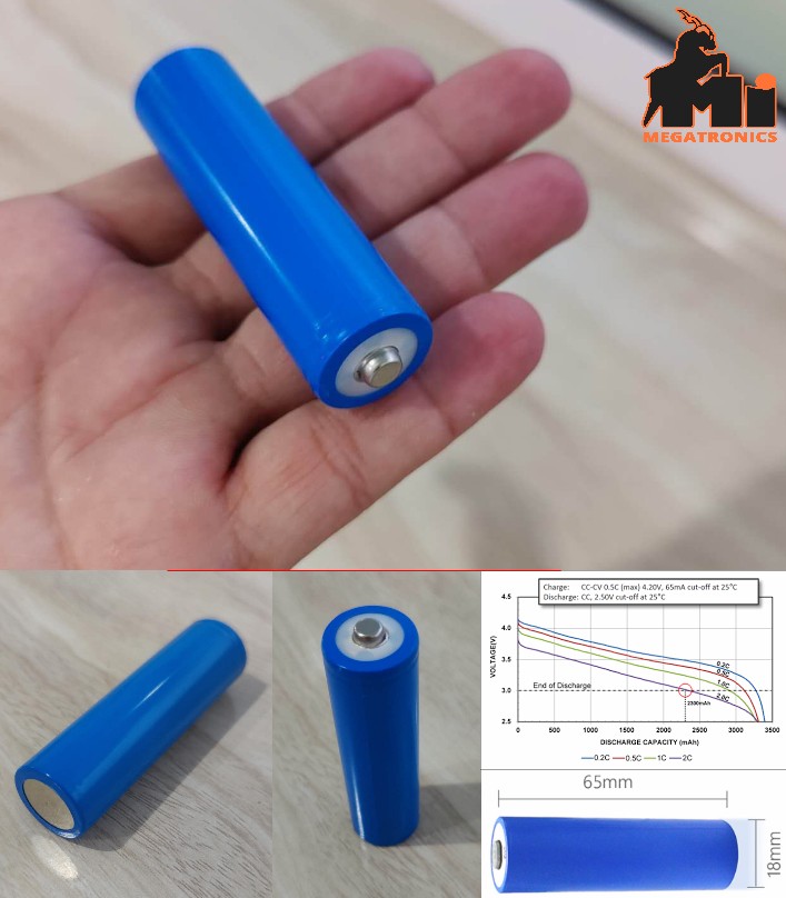 18650 1800mah 3.7V Li-Ion Rechargeable Battery cell 4.2V Fan hair trimmer arduin