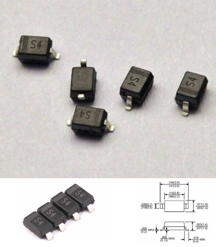 1A 40V 1N5819 S4 Schottky Diode SOD323 B5819WS SMD
