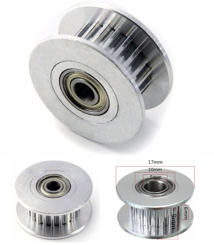 20Teeth 5mm M4 GT2 Pulley Aluminum Dual Bearings 2GT-20