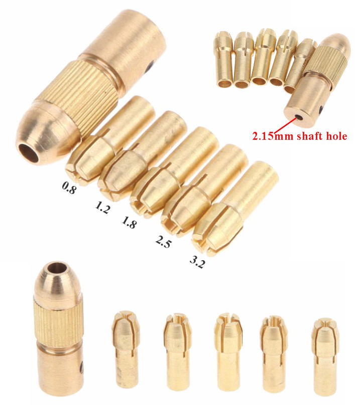 M7 2.15 mini drill chuck+5 collets for DIY motor