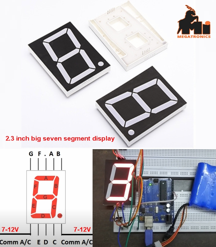 Single Red 2.3" 7-Segment Common Anode Display seven segment