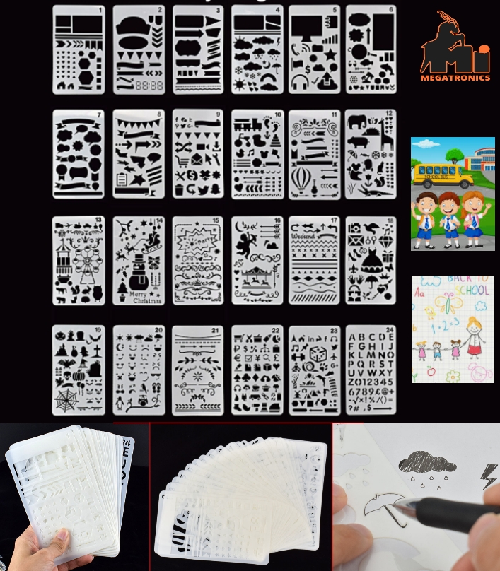 STEM 24 DIY craft stencils drawing layering Templates for school kids