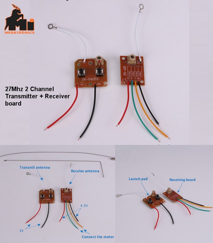 27Mhz ET2 2 channel Transmitter and Receiver remote control toy DIY board