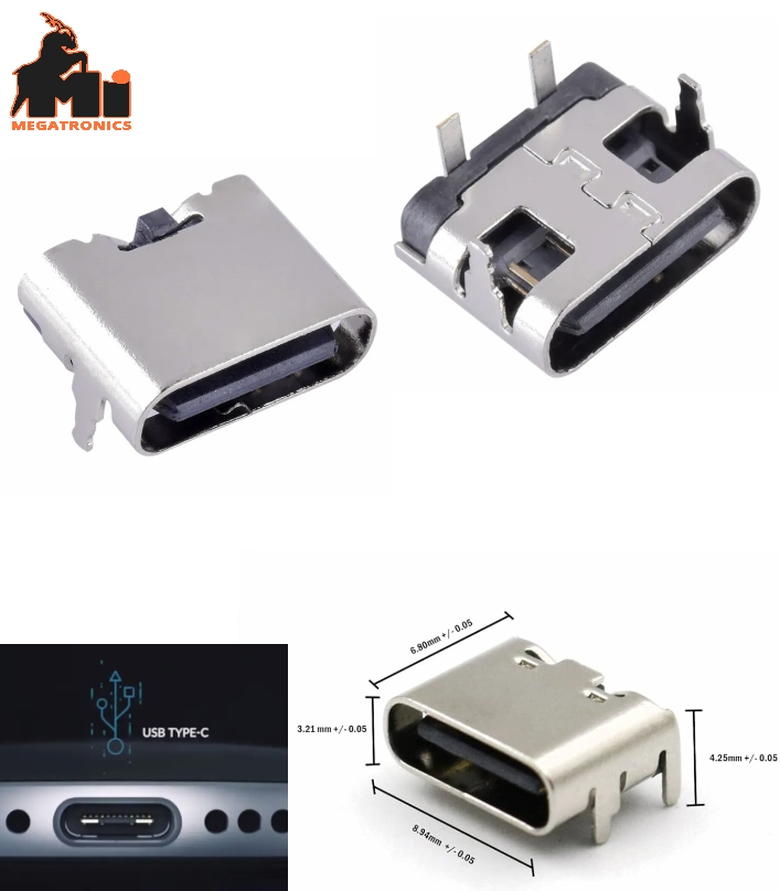 type c SMD 2 Pin C Type Female USB Connector type-c 5A