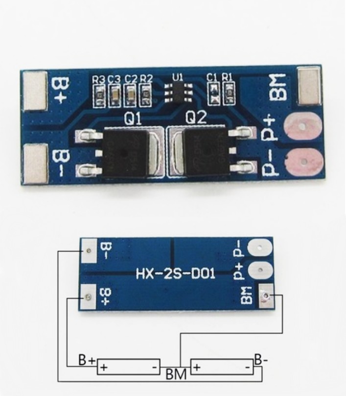 2S 7.4V 6.4V 8A 18650 battery protection board BMS 2S-D01
