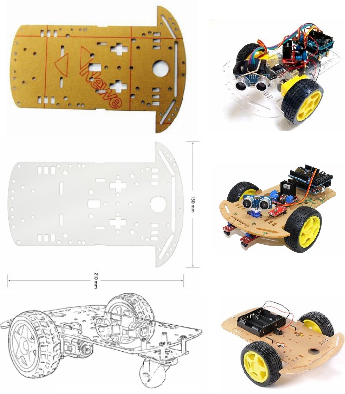 Smart car chassis 2WD bottom acrylic plate 2 wheel robot