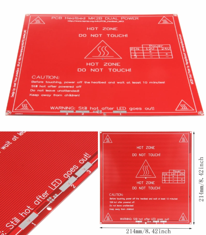 3D Printer PCB Heatbed MK2B 12/24 Dual Power Hot bed base heating plate