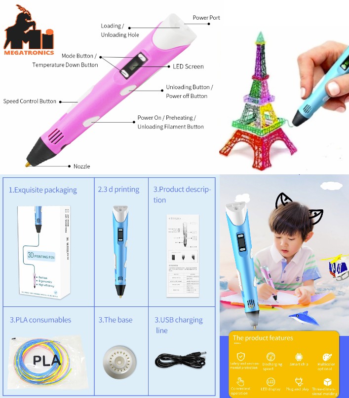 3d printing pen three smart DIY three-dimensional graffiti pen drawing STEM pen 