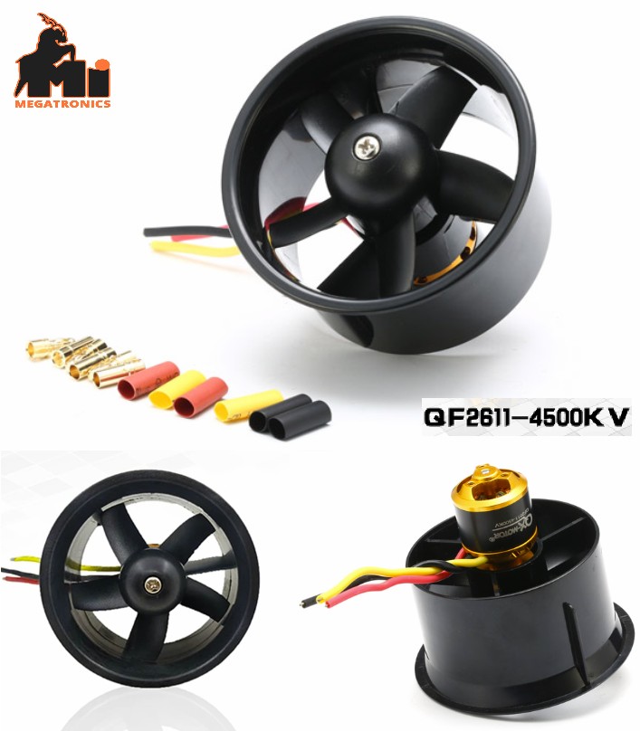 64mm 5 blade QF2611-4500KV 3s EDF duct fan with motor Electric duct fan