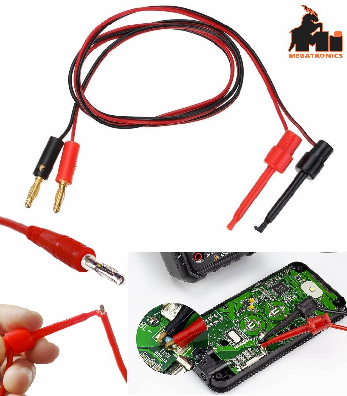 Multimeter 4mm Banana Plug To Test Hook Clip Test prob Lead Cable 1Meter