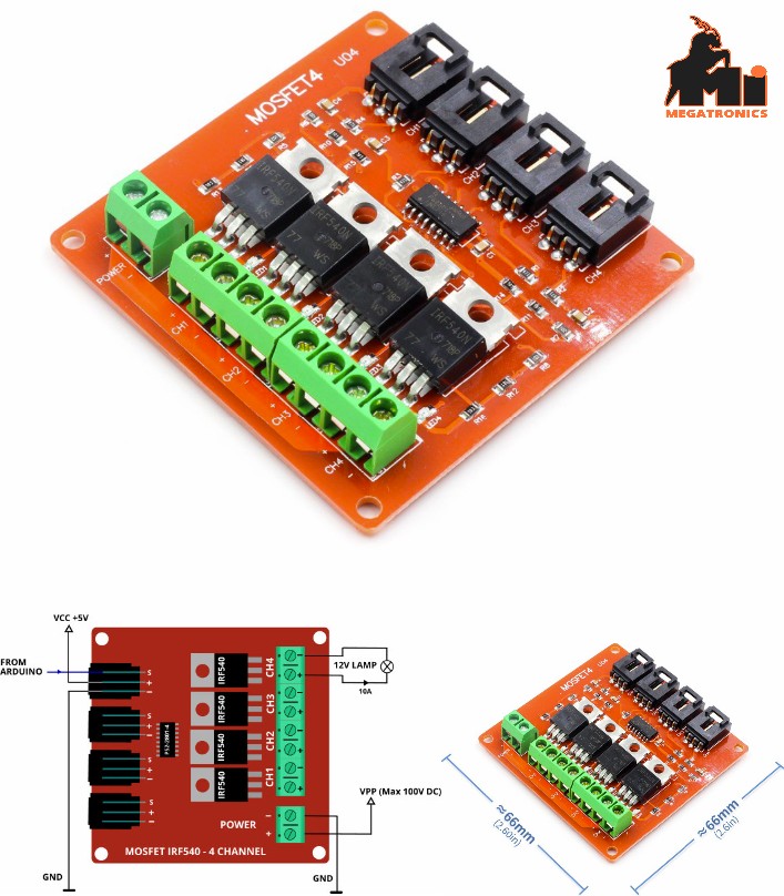 4 channel IRF540 MOSFET Button switch Isolated power module