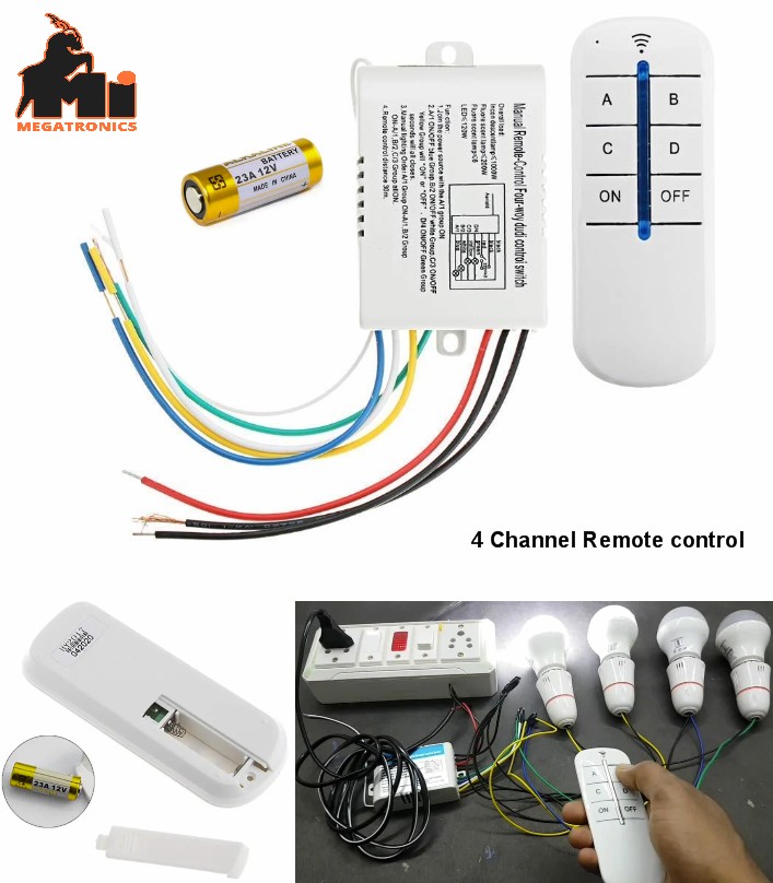 Digital Switch 4-Way ON/Off  220V 4 channel Remote Control Wireless Wall Switch 