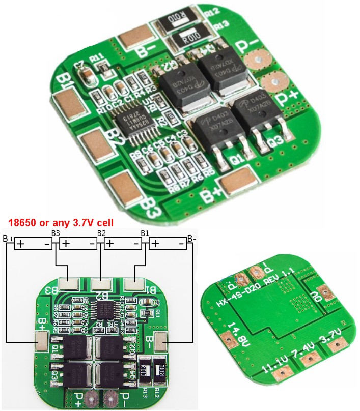 4S 18650 14.8V 10A BMS Battery protection board