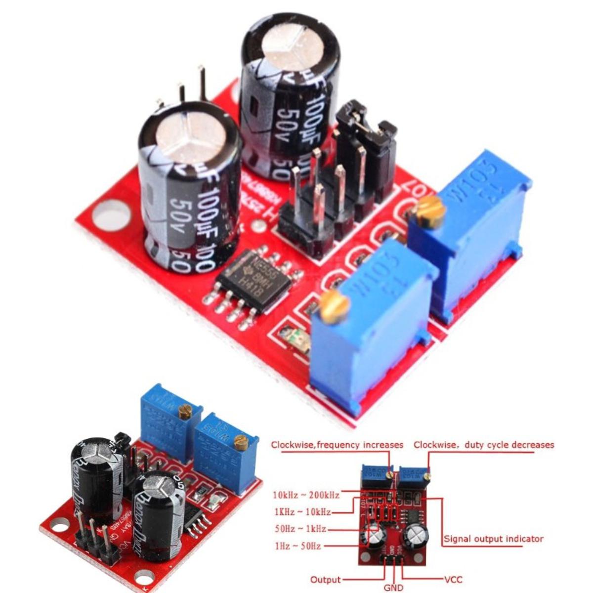 NE555 Pulse Frequency generator Duty Cycle Adjustable clock timer 1hz-200khz