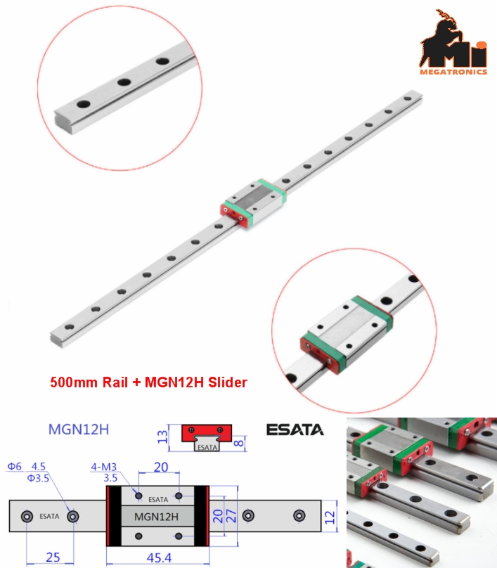 500mm Linear rail guide MGN12H slider CNC 3D print