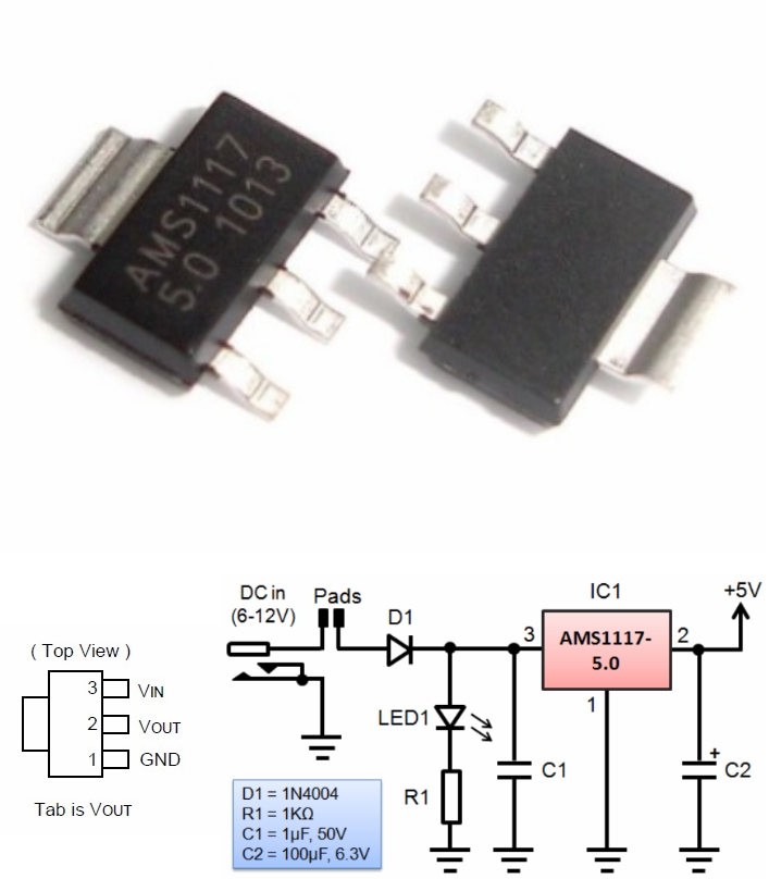 AMS1117-3.3V 3.3V Fixed voltage regulator SMD SOT2