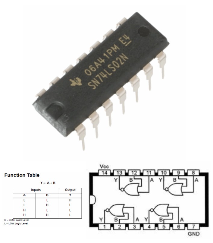 74LS02 QUAD 2-INPUT NOR GATE 7402 logic IC NOT
