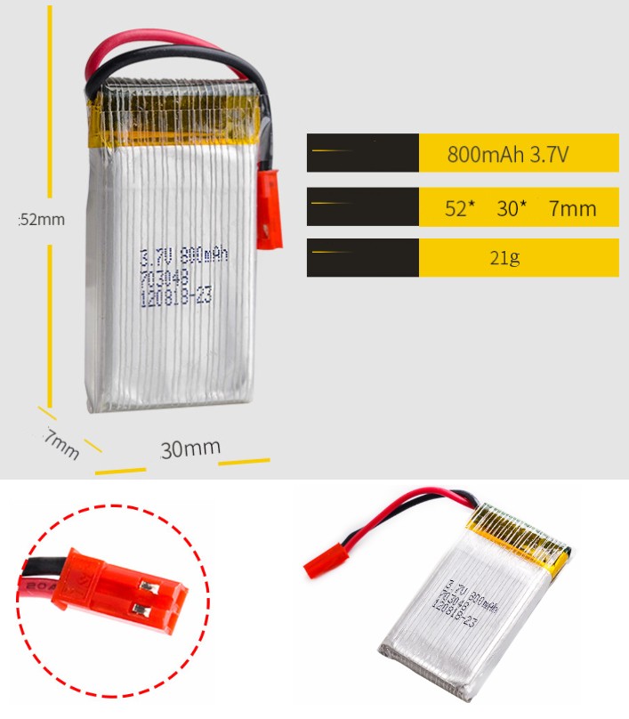 3.7V 800mah 20C 1S lipo battery cell small drone quad copter