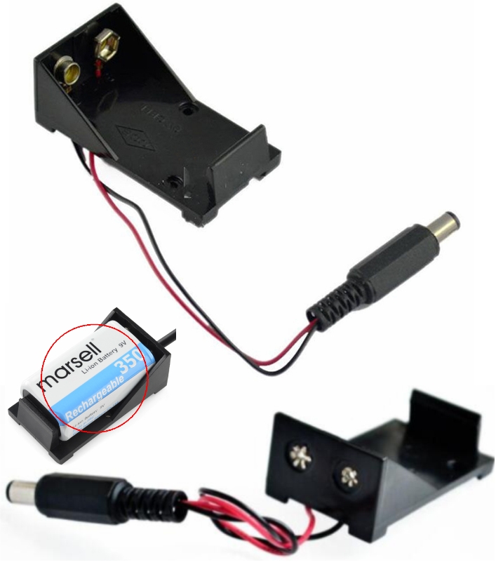 9V DC Battery holder case with 5.5x2.1 dc Jack 6F22 connector