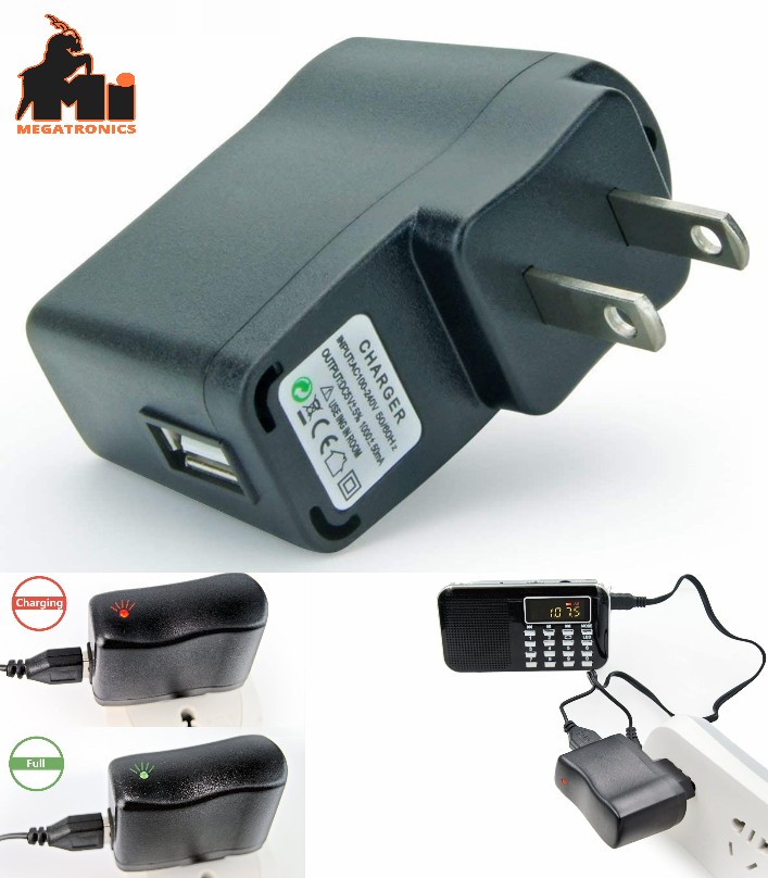 5V 500mA USB DC Adapter charger Indicator Light MP3 power supply for Battery ard