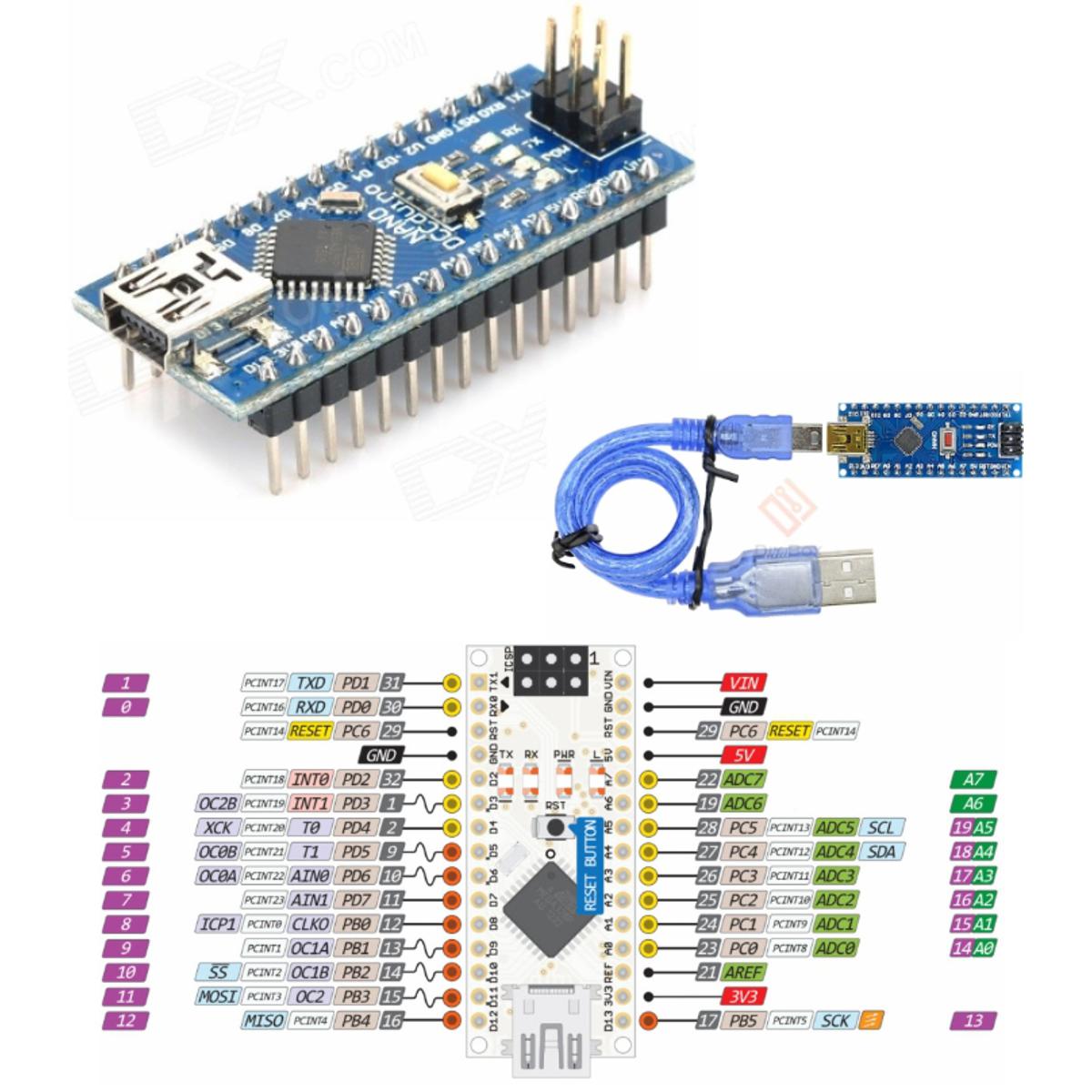 Arduino Nano V3.0 AVR ATMEGA328 Board + USB cable development board