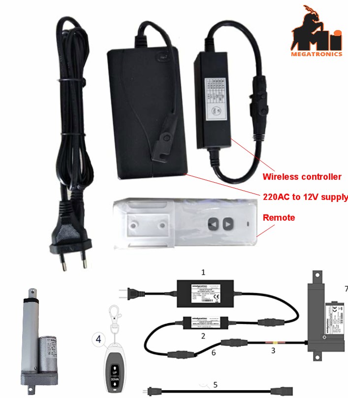 12v DC Linear Actuator Power Supply + Wireless Remote controller