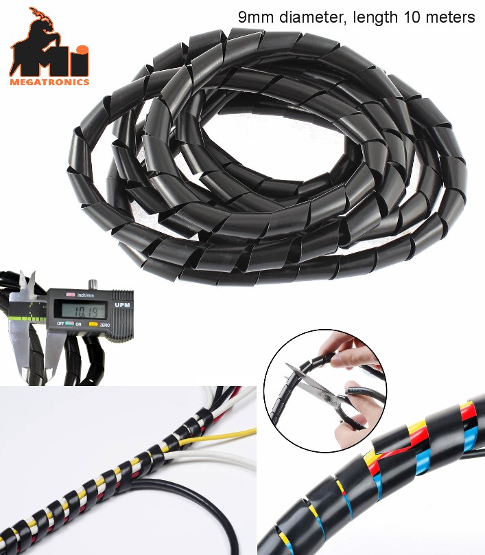 10 Meters 9mm Flexible Wire Spiral Wrap Cable Sleeve Sleeving Tube