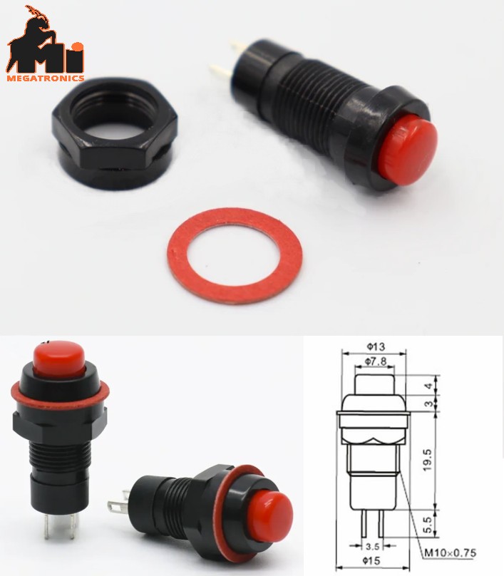 DS-211 Self-locking Push button Switch Latching ON/OFF 10mm