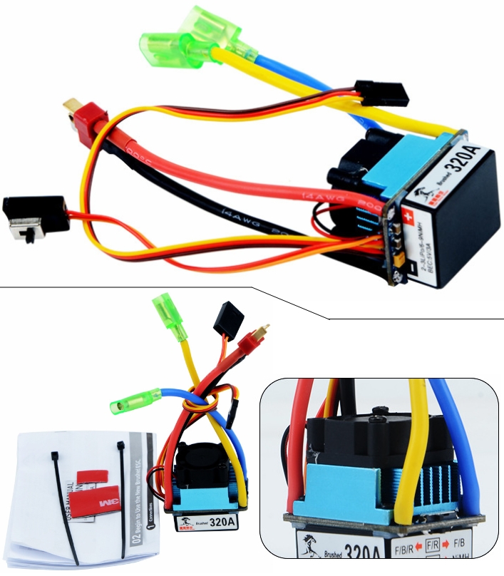 320A Brushed ESC Remote control car boat waterproof speed controller