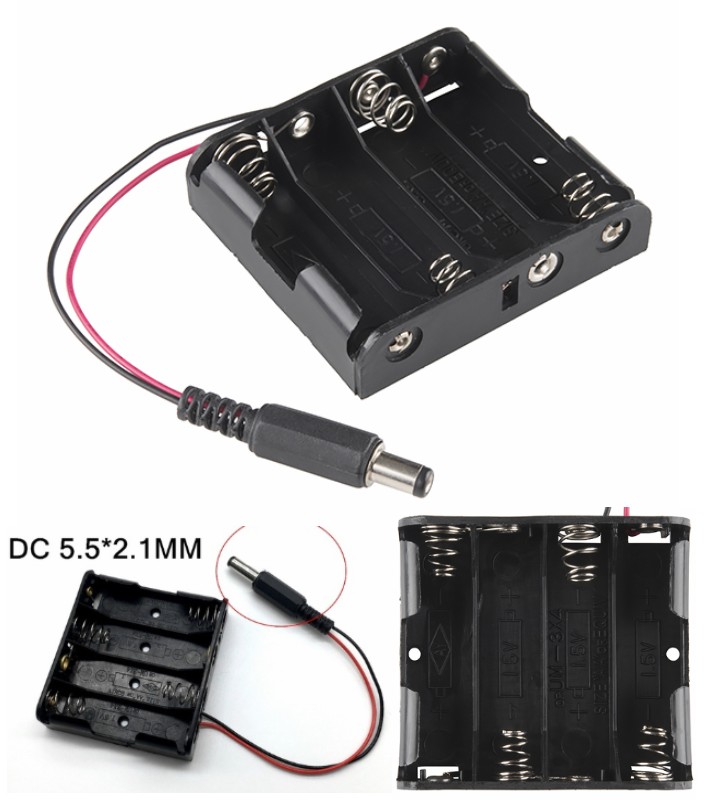 4 Battery Holder to Barrel Jack Connector AA cell