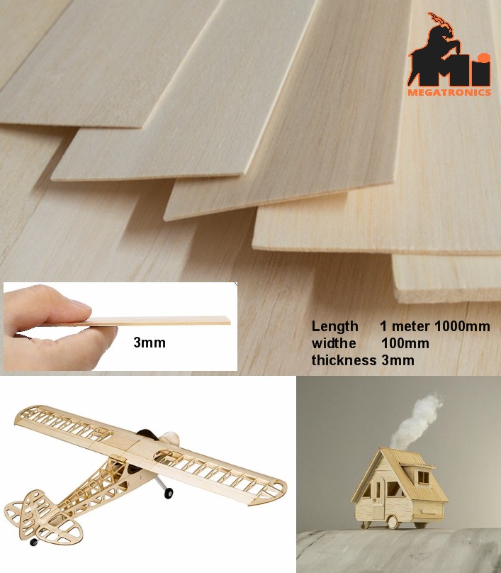 Balsa Wood Sheets Thin Balsa aircraft DIY RC model wood 1000x100x3mm