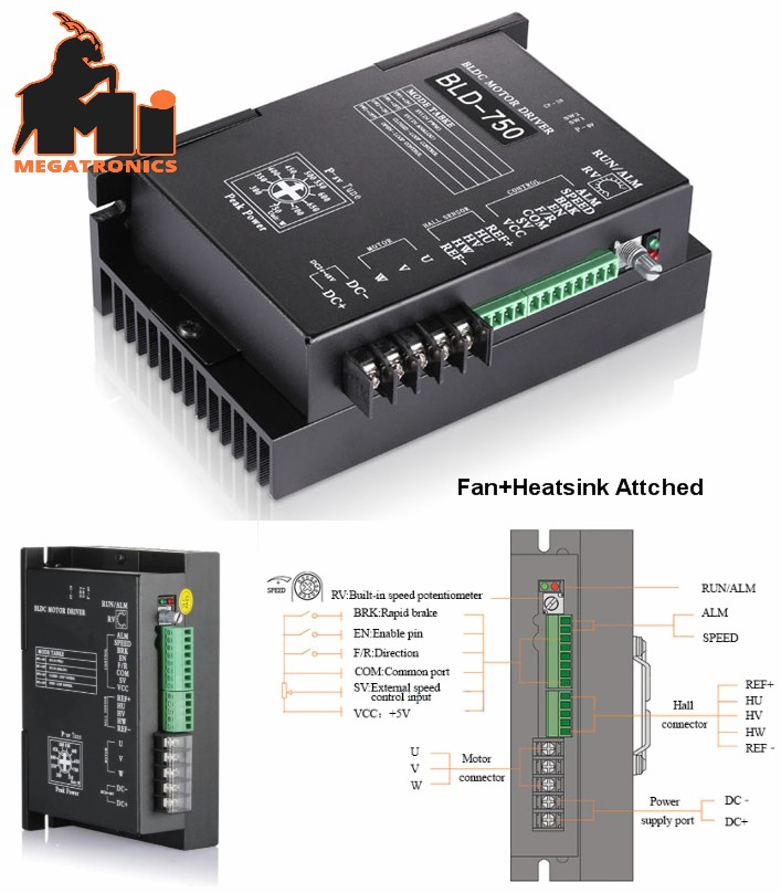 BLD-750 Brushless DC Motor Driver BLDC controller 750W 24V 36V 48V with Hall DC1