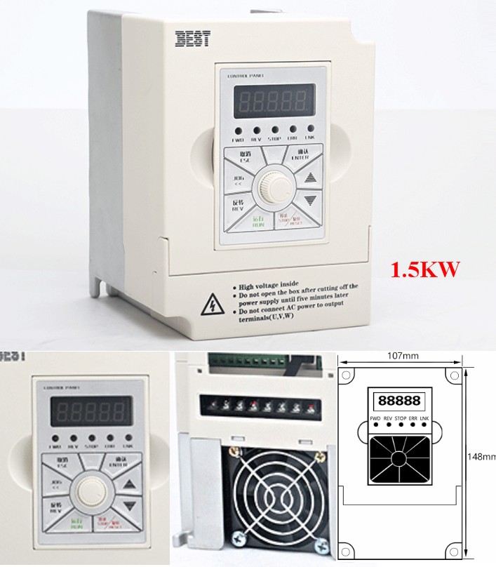 FQD300 spindle motor VFD Inverter 1.5KW Governor V