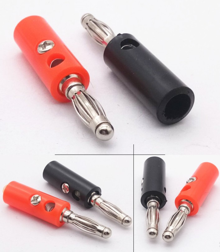 Pair of Nickel plated 4MM lantern head banana plug screw test plug lantern type