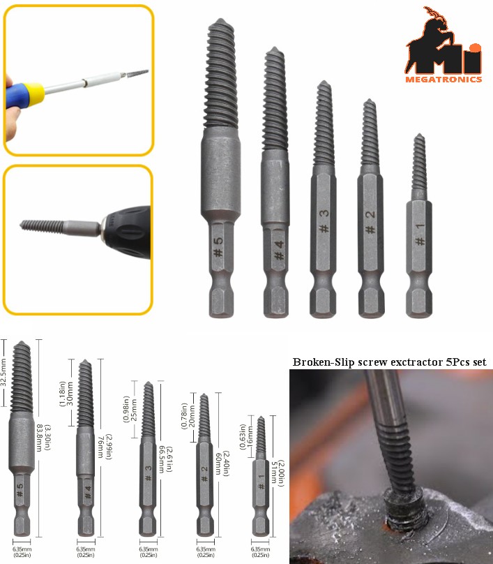 5Pcs Screw Extractor Broken head damage Screw Remover Screwdriver Stripped Screw