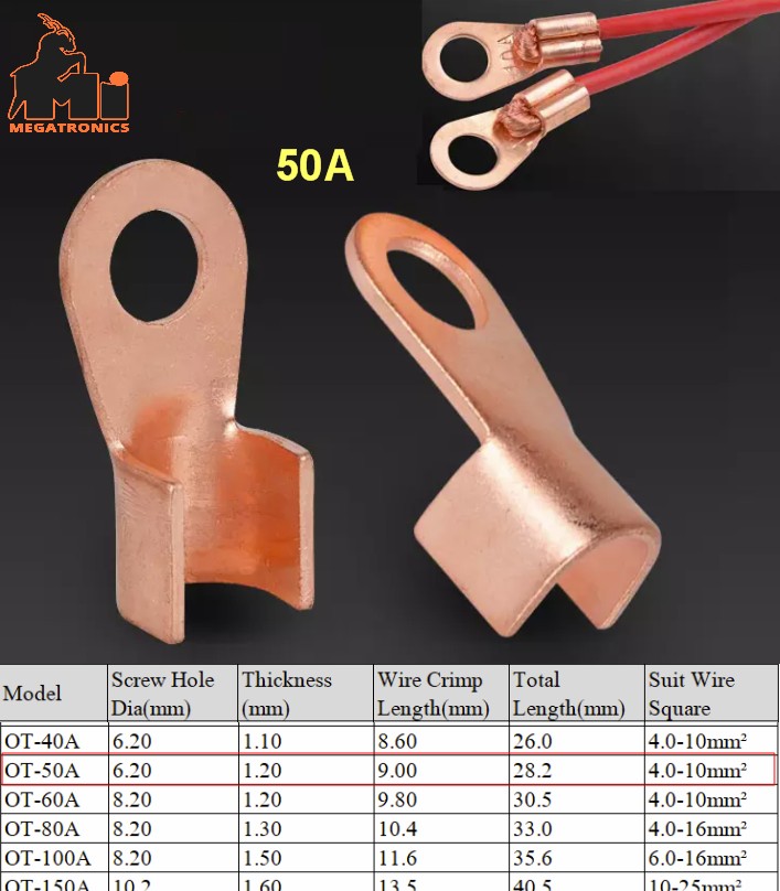 OT Type 50A Wire cable Terminal thimble Nose Lugs 