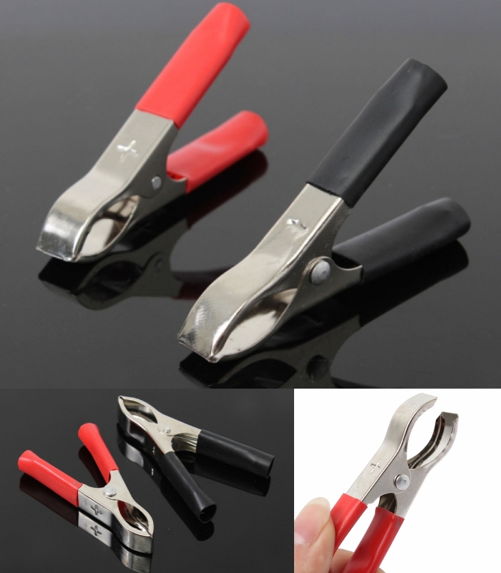 30A Alligator Battery Test Lead Clips Red + Black battery connector