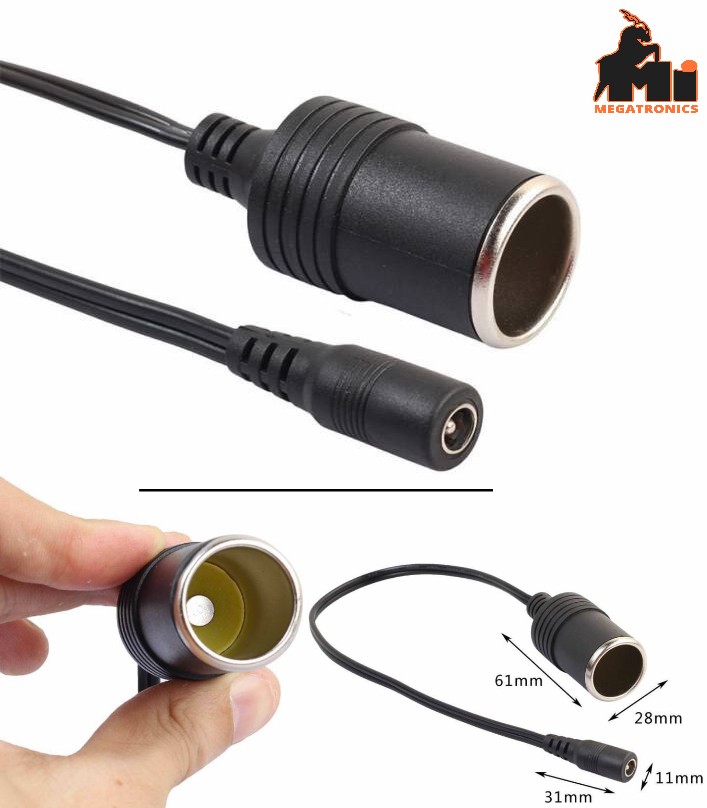 12V Female Car Cigarette Lighter Socket Plug DC 5.5*2.1mm Connector Charger Cabl