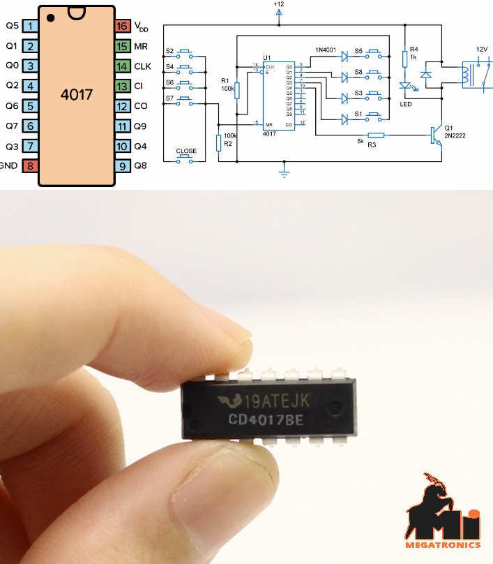 CD4017 4017 A Decade Counter with Decoded Output CMOS logic gates