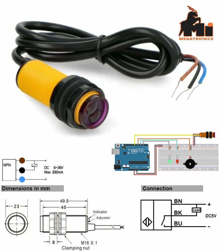 E18-D80NK IR infrared 5V Proximity Switch 3-80cm Obstacle Avoidance Smart Car Ro
