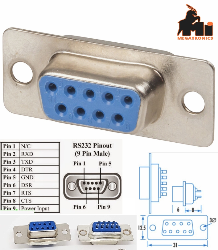 Solder Cup D-Sub Connector DB9 female Solder Type 
