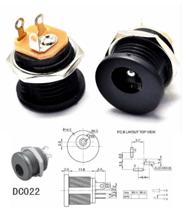 DC-022 DC Power Jack 5.5x2.1mm Socket connector