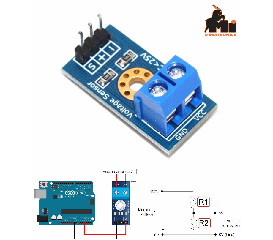 DC Voltage Sensor Module for Arduino Raspberry Pi 0-25v dc sensor