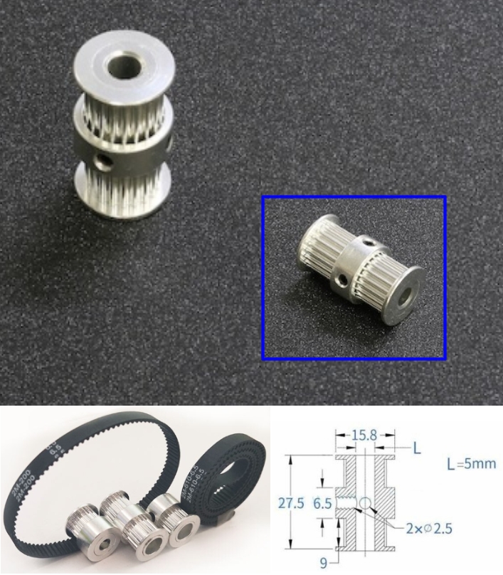 GT2 Double Heads Timing Pulley 20 teeth belt CNC